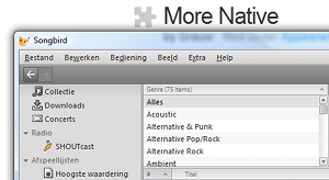 Screenshot of Songbird with my More Native skin.